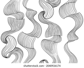 Vector seamless pattern in sketch style with wavy elements. Abstract coloring illustration for decoration, fabric, wallpaper, wrapping paper. 