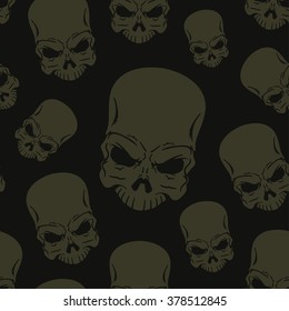 Vector seamless pattern with skull.