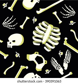 Vector seamless pattern with skull and bones
