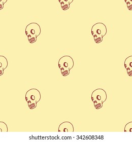 Vector seamless pattern with skull. Hand painted background.