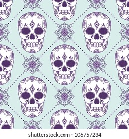 Vector seamless pattern with skulls