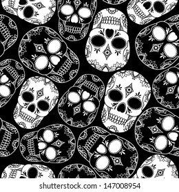 Vector seamless pattern with skulls