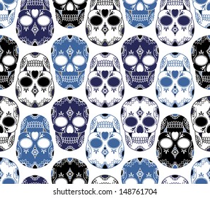 Vector seamless pattern with skulls