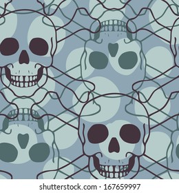Vector seamless pattern with skulls
