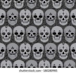 Vector seamless pattern with skulls