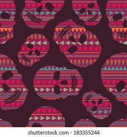 Vector seamless pattern with skulls