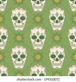 Vector seamless pattern with skulls