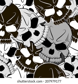 vector seamless pattern with skulls