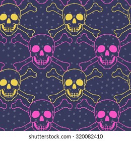 Vector seamless pattern with skulls
