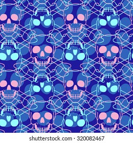 Vector seamless pattern with skulls