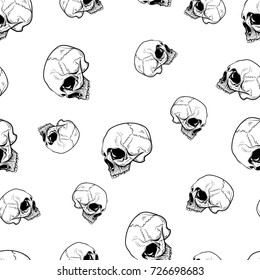 vector seamless pattern with skulls