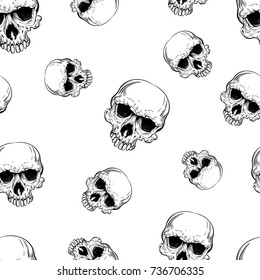 vector seamless pattern with skulls