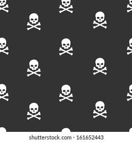 vector seamless pattern with skulls and bones black background