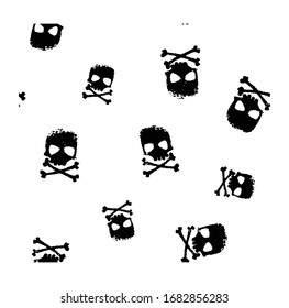 vector seamless pattern with skulls and bones.