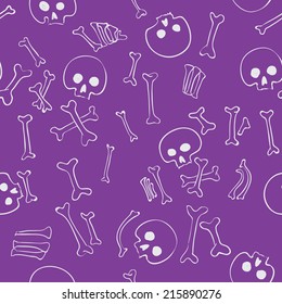 Vector seamless pattern with skulls and bones, vector illustration