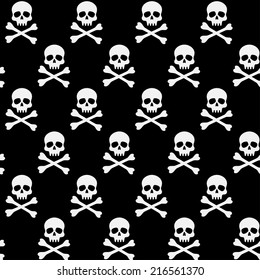 vector seamless pattern with skulls and bones