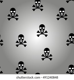 Vector seamless pattern with skulls and bones.