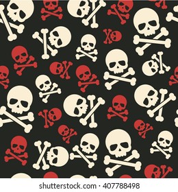 Vector seamless pattern skulls and crossbones background