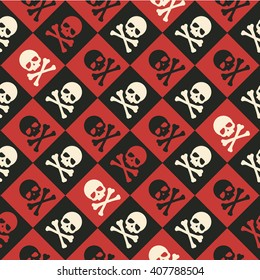 Vector seamless pattern skulls and crossbones background