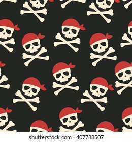 Vector seamless pattern skulls and crossbones background