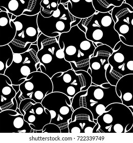 Vector seamless pattern with skulls. Halloween background. The day of the Dead