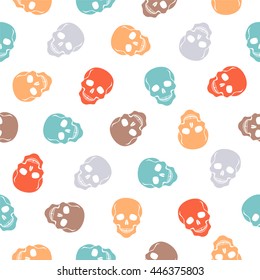 Vector seamless pattern. Skulls on white background