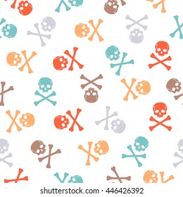 Vector seamless pattern. Skulls on white background