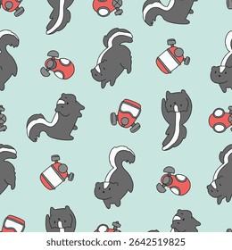 Vector Seamless Pattern of Skunk Gas Mask Background for Fashion Wrapping Print Fabric Surface