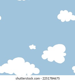 Vector seamless pattern with sky and clouds