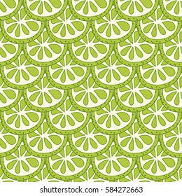 Vector seamless pattern with sliced citrus - grapefruit, lemon, lime, orange.