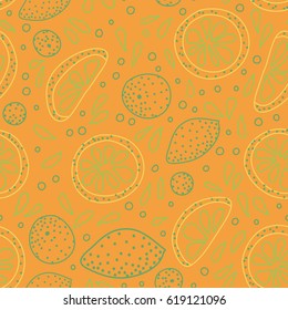 Vector seamless pattern with sliced citrus - grapefruit, lemon, lime, orange.