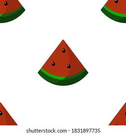 Vector seamless pattern of slices of juicy watermelon on a transparent background