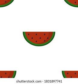 Vector seamless pattern of slices of juicy watermelon on a transparent background