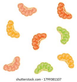 Vector seamless pattern. Slices of orange, tangerine, grapefruit, lime. Suitable for baby products, textiles, fabrics, packaging, invitations, cards, holidays.