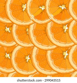 Vector seamless pattern with slices of orange