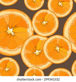 Vector seamless pattern with slices of orange