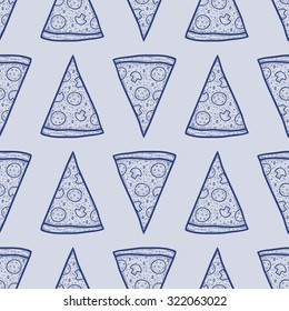 Vector seamless pattern with slices of pizza