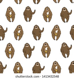 Vector seamless pattern with sloths. Cartoon style