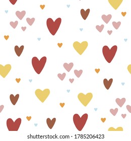 Vector seamless pattern. Small and big hearts on a light background