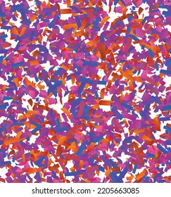 Vector seamless pattern with small bright paper pieces. Dynamic modern wallpaper with glitch gradient lines. Simple colorful futuristic elements.