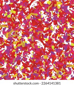 Vector seamless pattern with small bright paper pieces. Dynamic modern wallpaper with glitch gradient lines. Simple colorful futuristic elements.