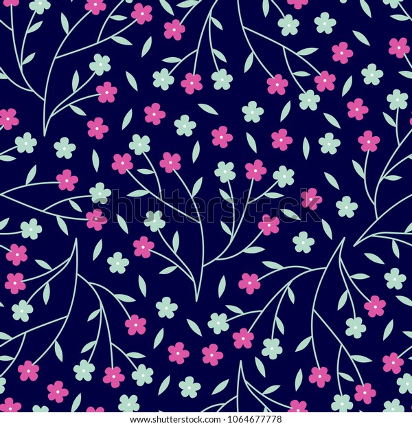 Vector Seamless Pattern Small Cherry Blossom Stock Vector