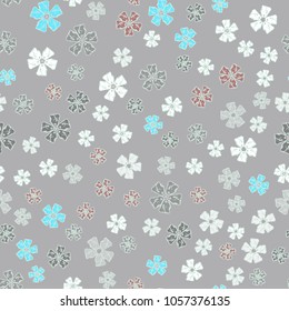 Vector seamless pattern with small delicate flowers on grey background for fabric, scrapbook