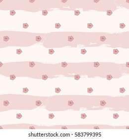 Vector seamless pattern. Small Exotic flowers on striped background. Floral art. Digital or wrapping paper. Textile design