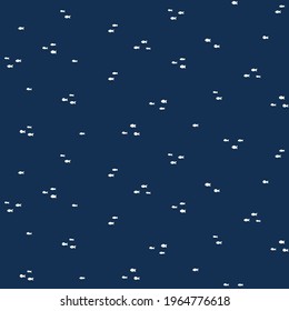 Vector seamless pattern with small fish. Hand-drawn doodle on a blue background.
