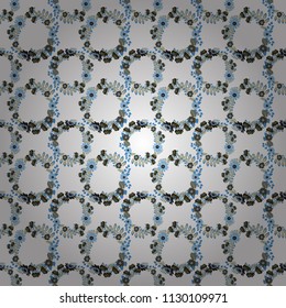 Vector seamless pattern with small flowers in a gray, white and blue colors. Rich fashionable floral texture for wallpaper, interior, tiles, print, textiles, packaging and various types of design.