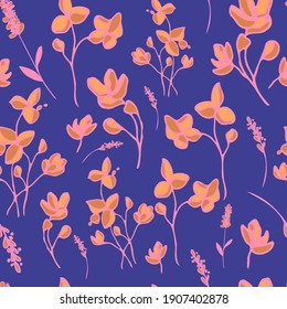 vector seamless pattern small flowers and twigs