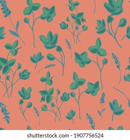 vector seamless pattern small flowers and twigs