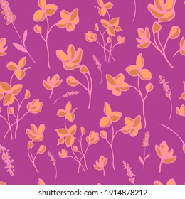 vector seamless pattern small flowers and twigs