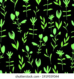 vector seamless pattern small flowers and twigs